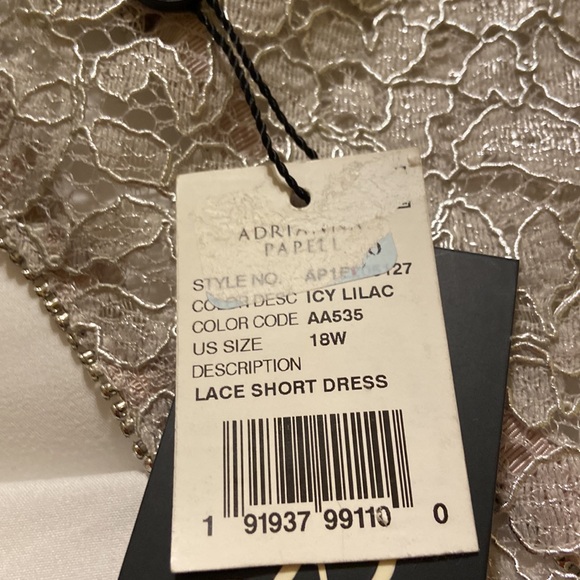 Adrienna Pappell Lace Dress Sz 18W NWT Color Icy Lilac gray very pretty holiday - Picture 17 of 17